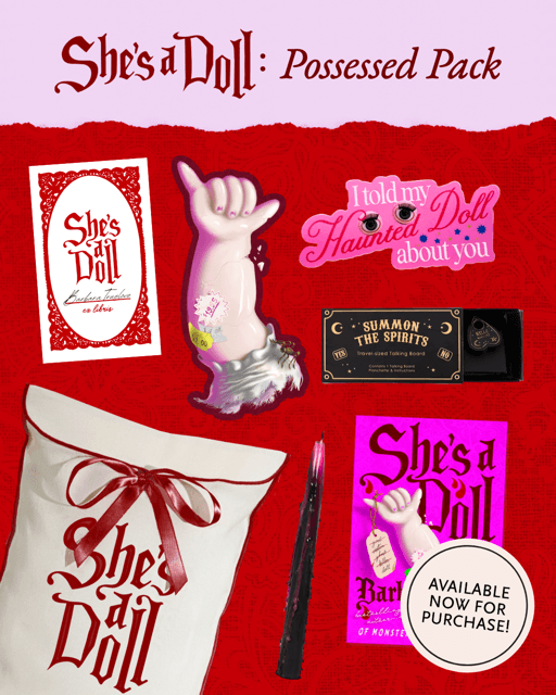 She’s a Doll: Possessed Pack — collectors items on a red background